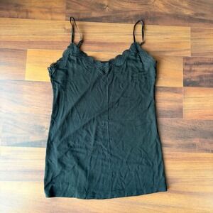 LOFT Black Lace Trim Cami Tank Top Womens XS Spaghetti Strap V Neck Basic